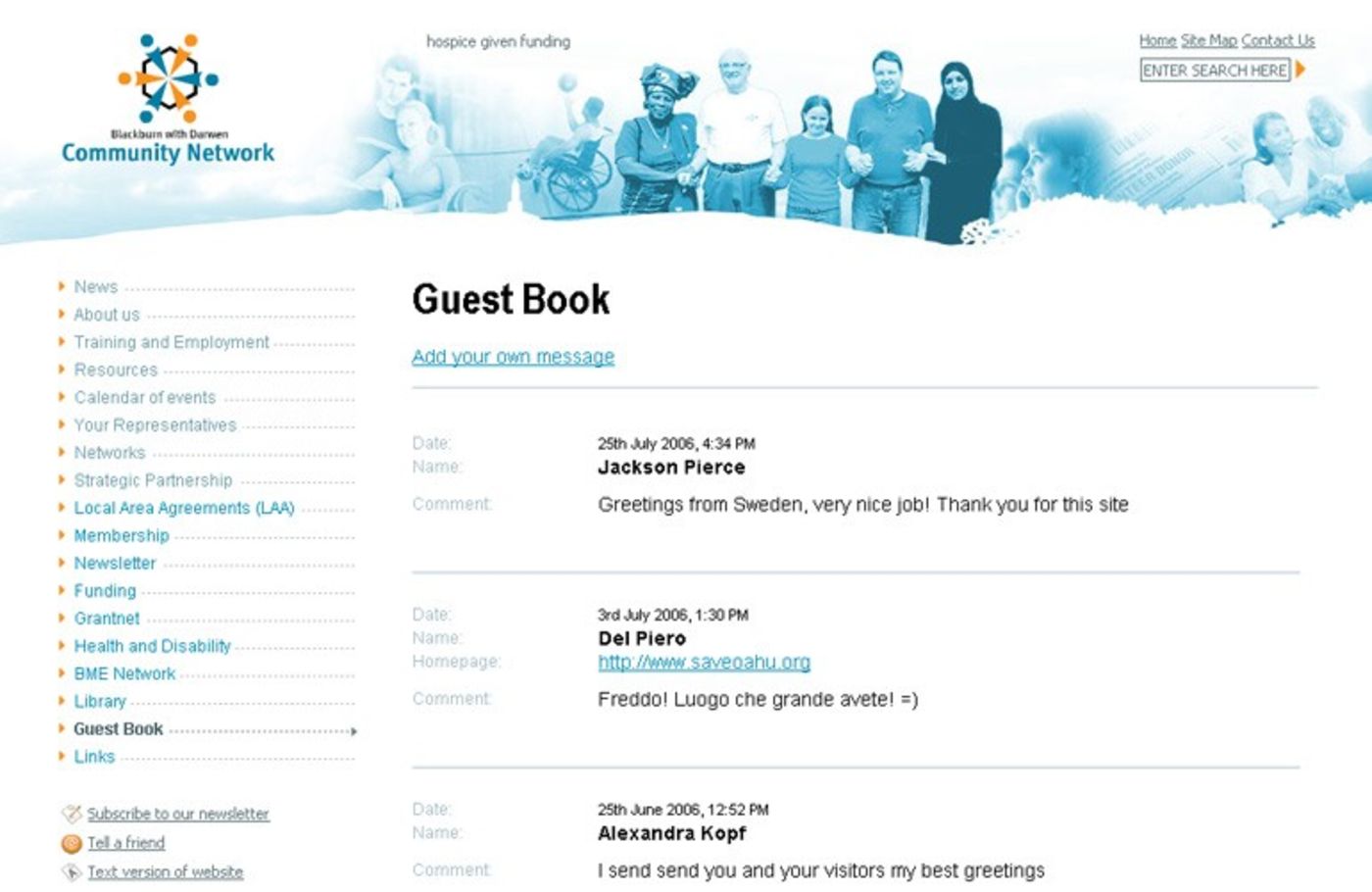 BwD Community Network Guestbook