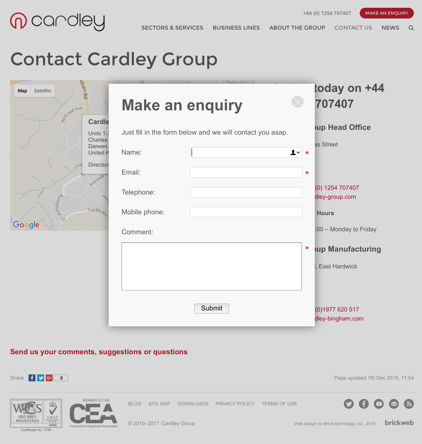 Cardley Group Enquiry form