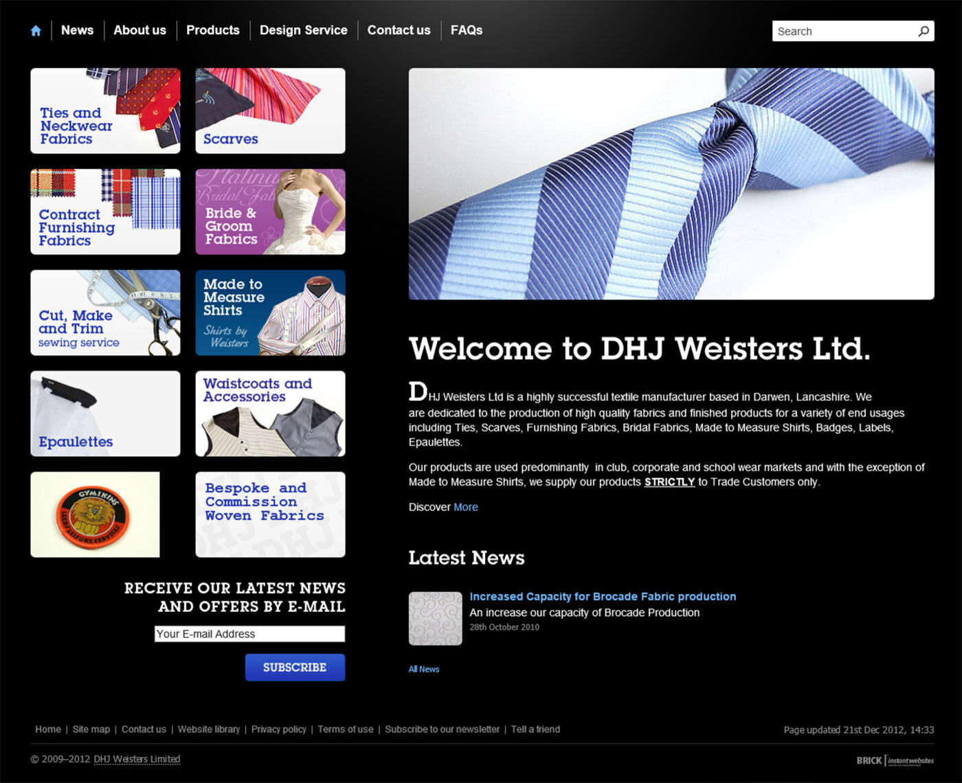 DHJ Weisters Limited (2012) Homepage