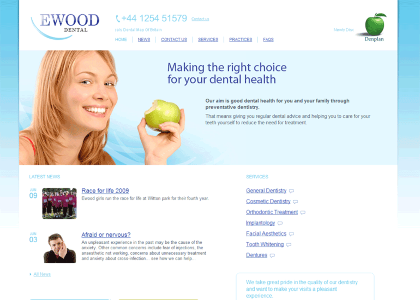 Ewood Dental (2009) Homepage header