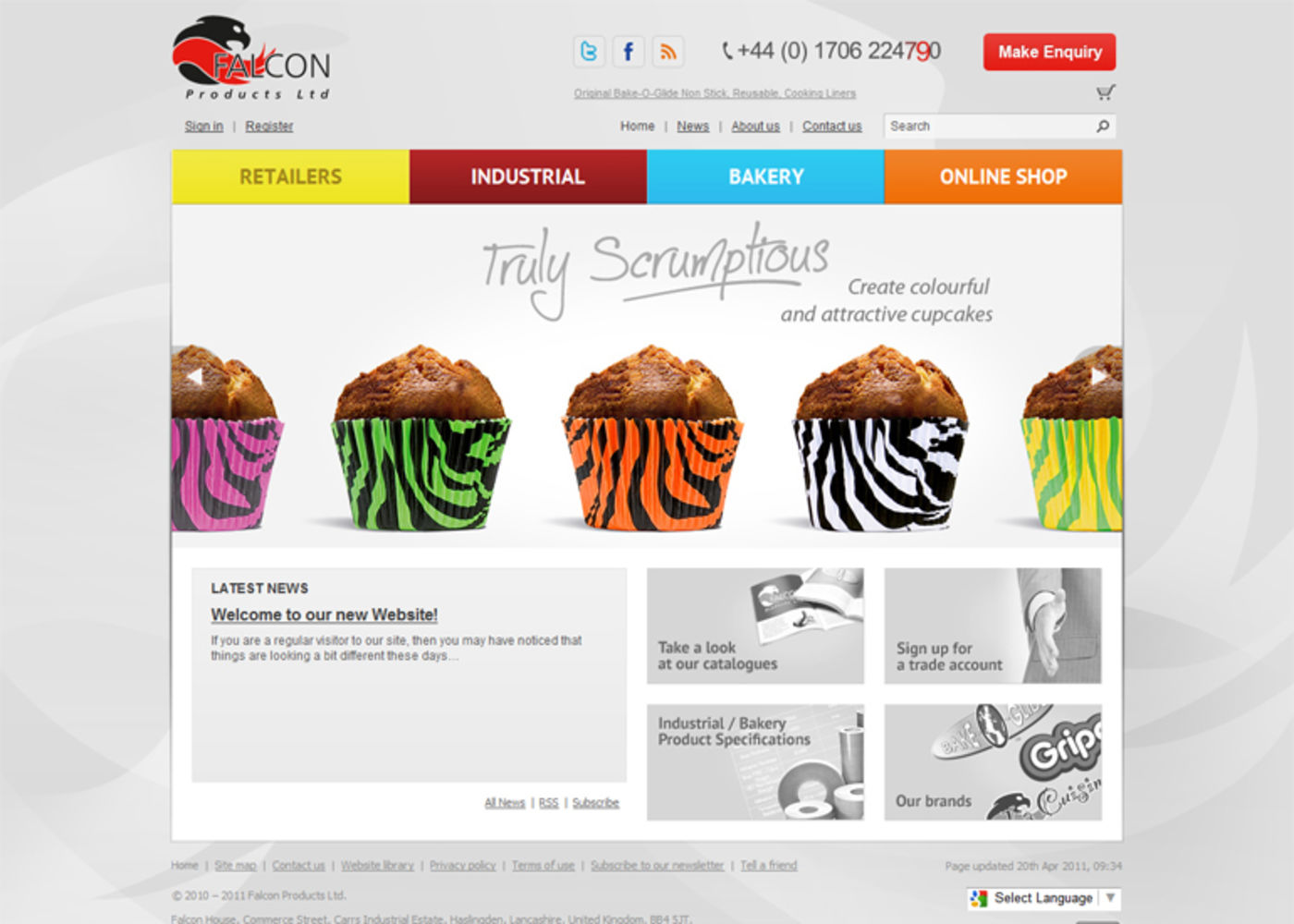 Falcon Products (2011) Homepage