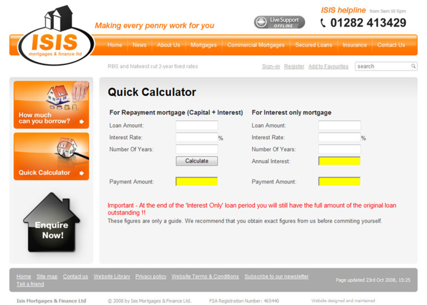 Isis Mortgages & Finance Ltd Quick Calculator