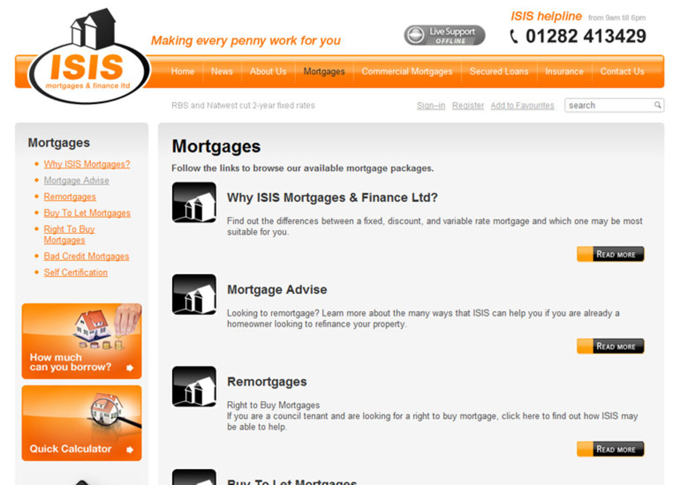 Isis Mortgages & Finance Ltd Regular page