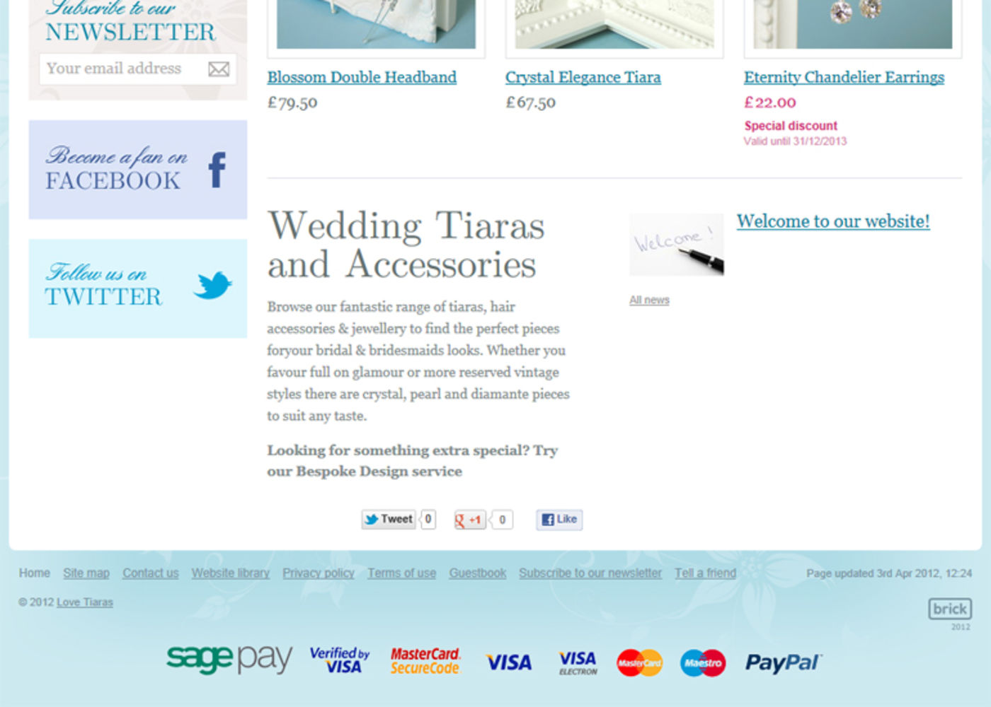 Love Tiaras Homepage footer