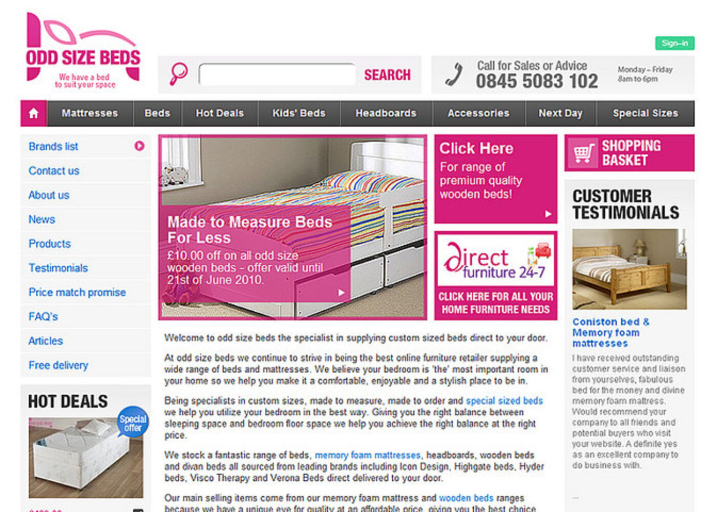 Odd Size Beds (2008) Homepage header