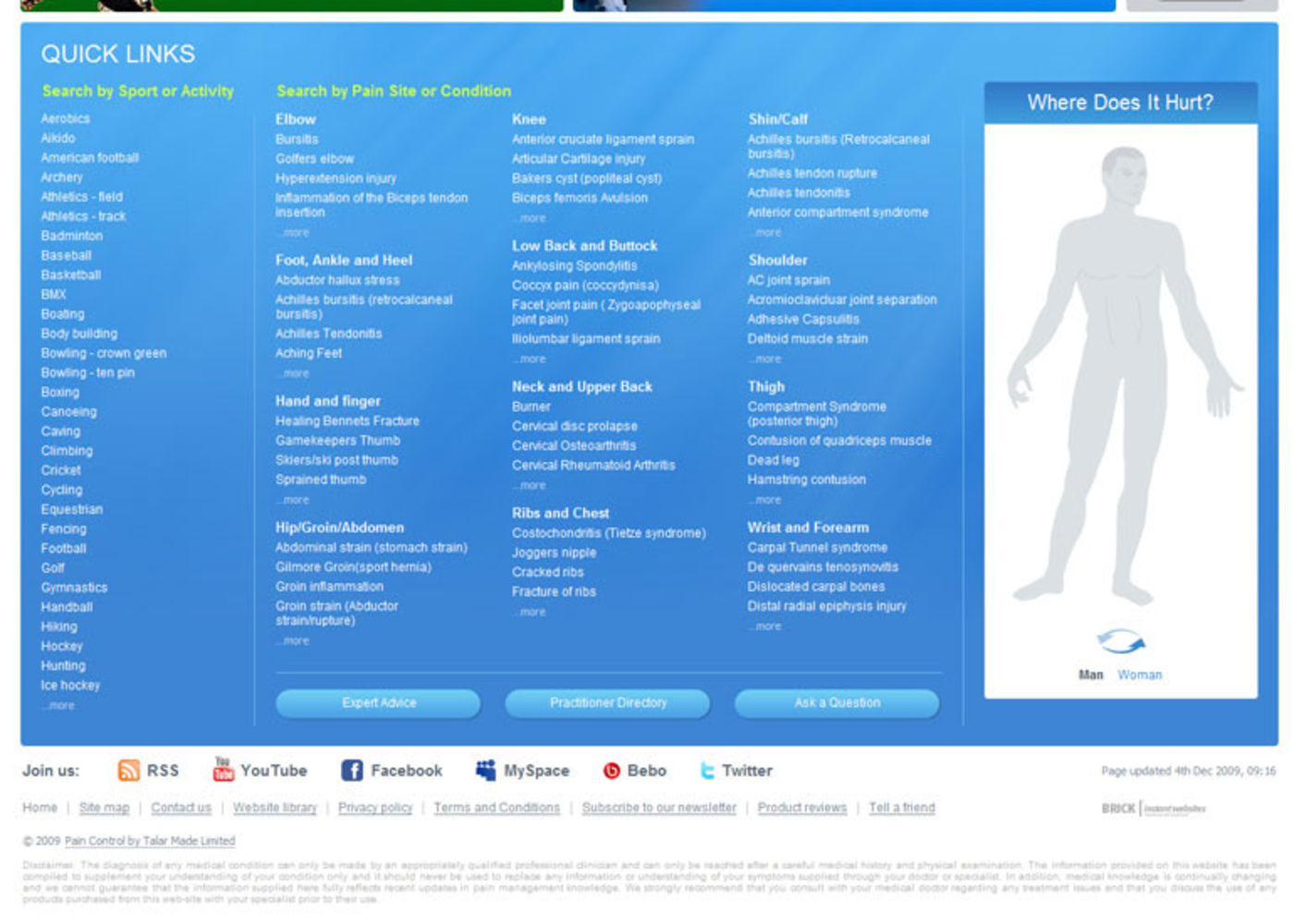 Pain Control Homepage footer