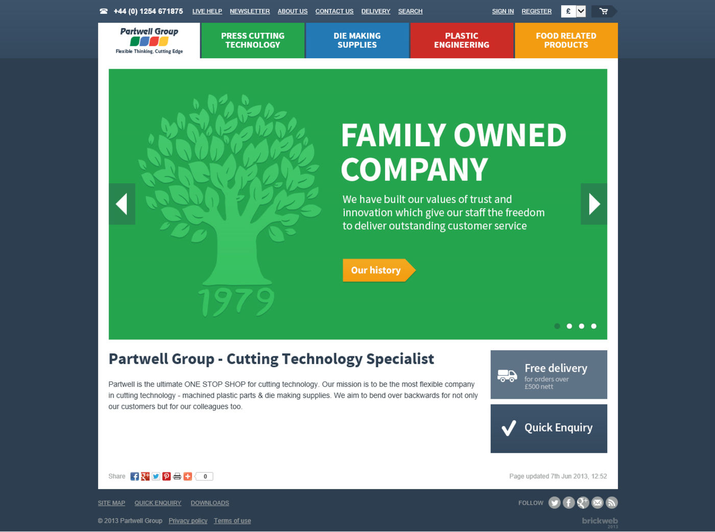 Partwell Group Home page