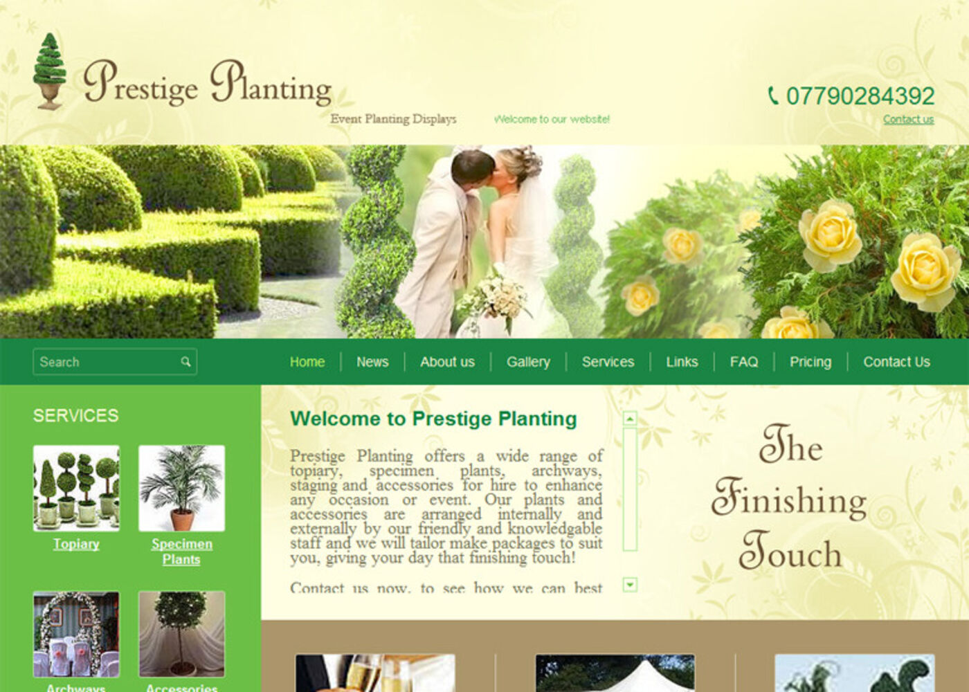 Prestige Planting Homepage header