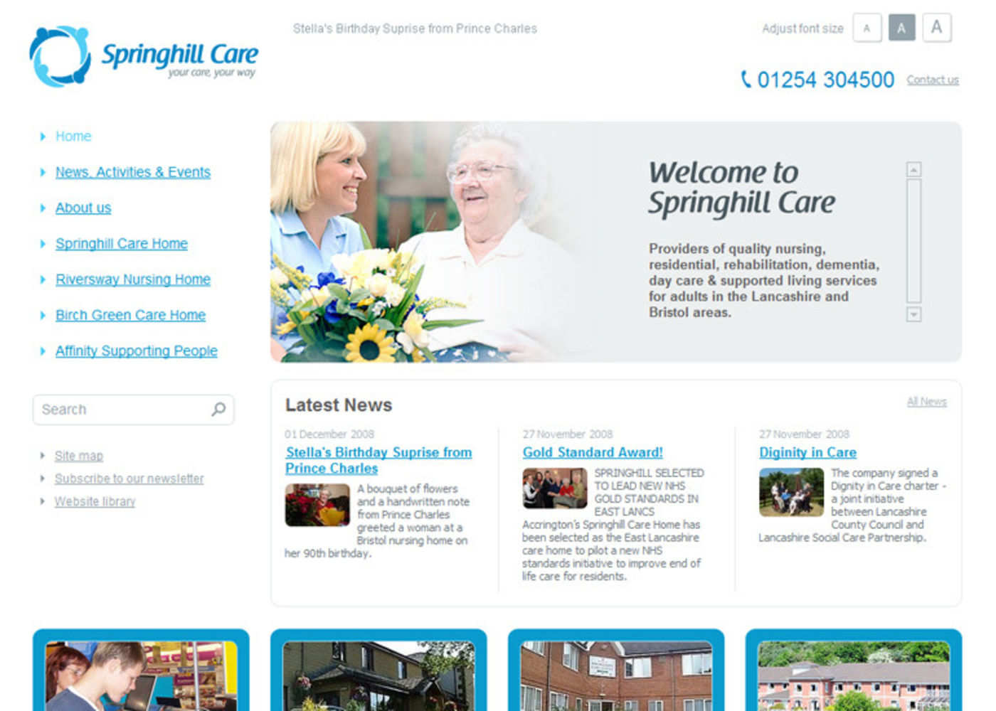 Springhill Care Homepage header