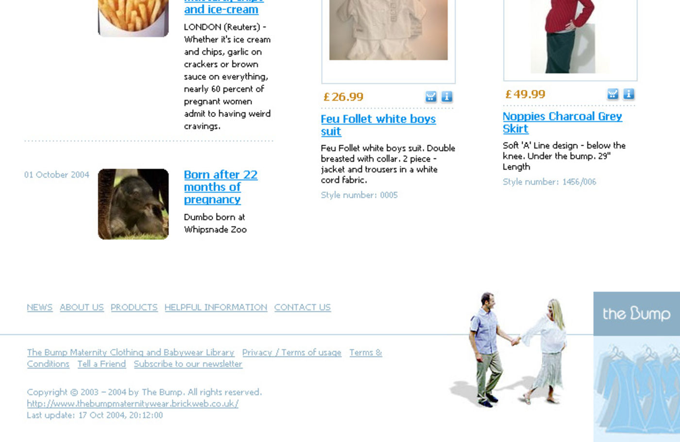 The Bump Maternity Clothing & Babywear Homepage footer