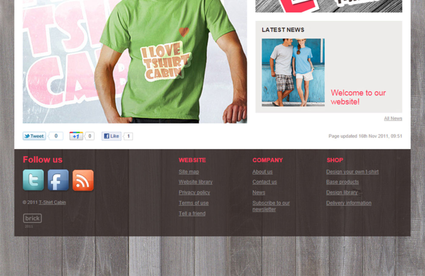 T-Shirt Cabin Homepage footer