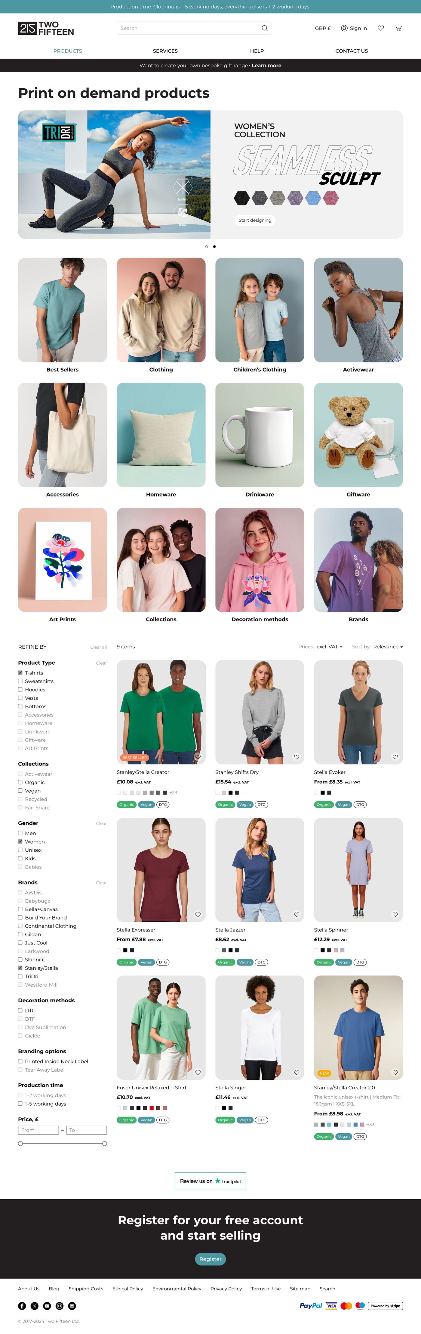 Two Fifteen Products with filter